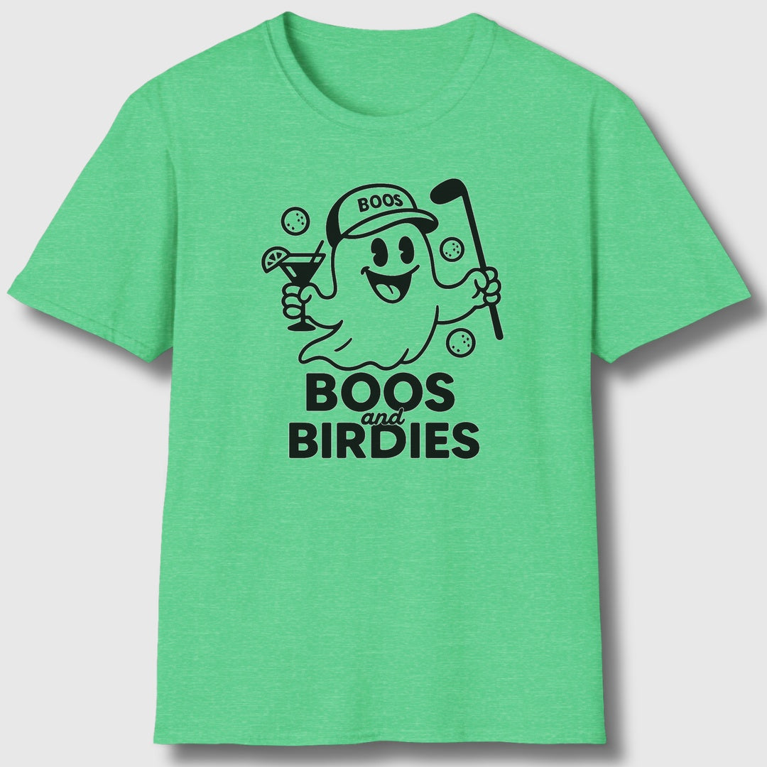 Boos and Birdies - Adult Golf T-Shirt in Heather Irish Green