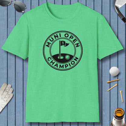 MUNI OPEN CHAMPION - MUNICIPAL GOLF COURSE T-SHIRT in Heather Irish Green