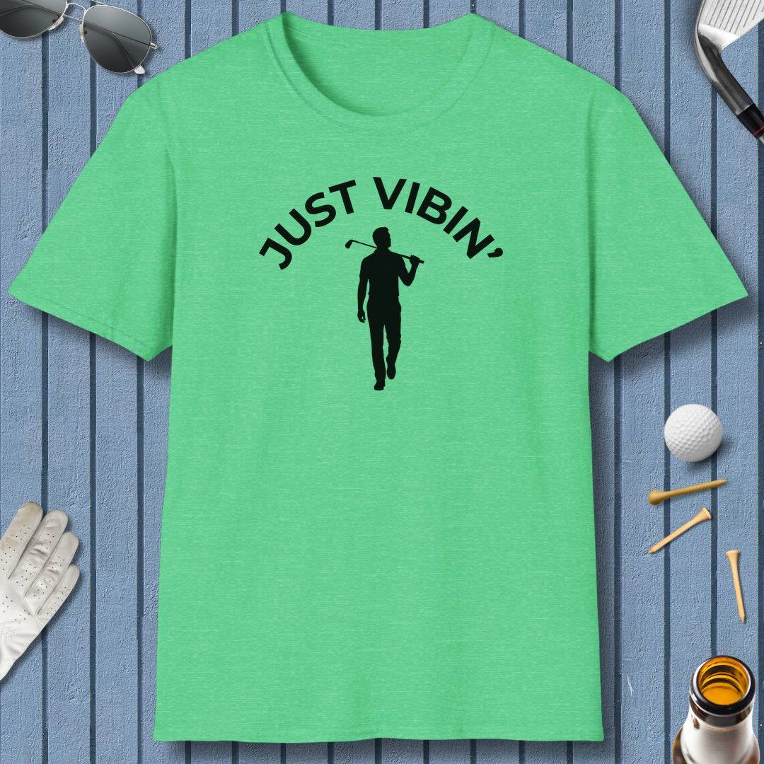 Just Vibin' - Adult Golf T-Shirt in Heather Irish Green