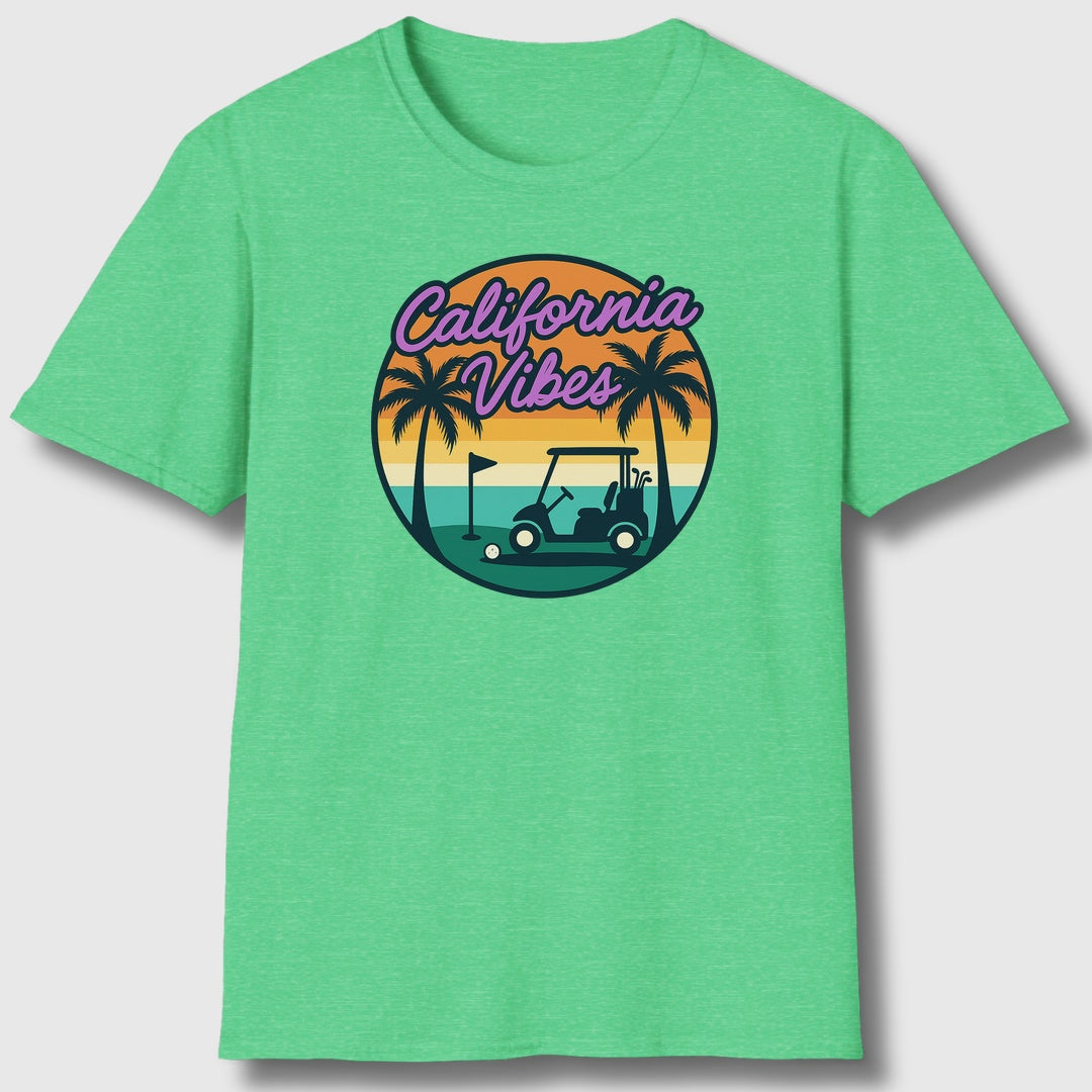 Golf Vibes - California Coast Edition - Adult Golf T-Shirt in Heather Irish Green