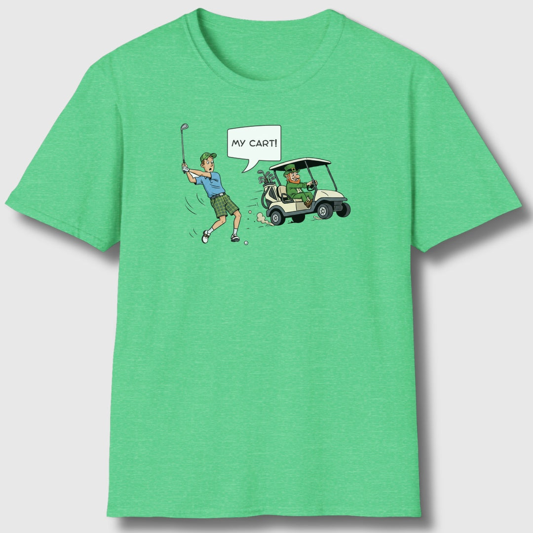 My Cart! - Adult Golf T-Shirt in Heather Irish Green