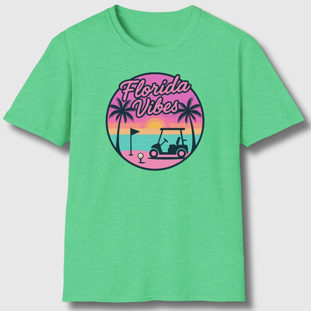 Golf Vibes - Florida Sunshine Edition - Adult Golf T-Shirt in Heather Irish Green
