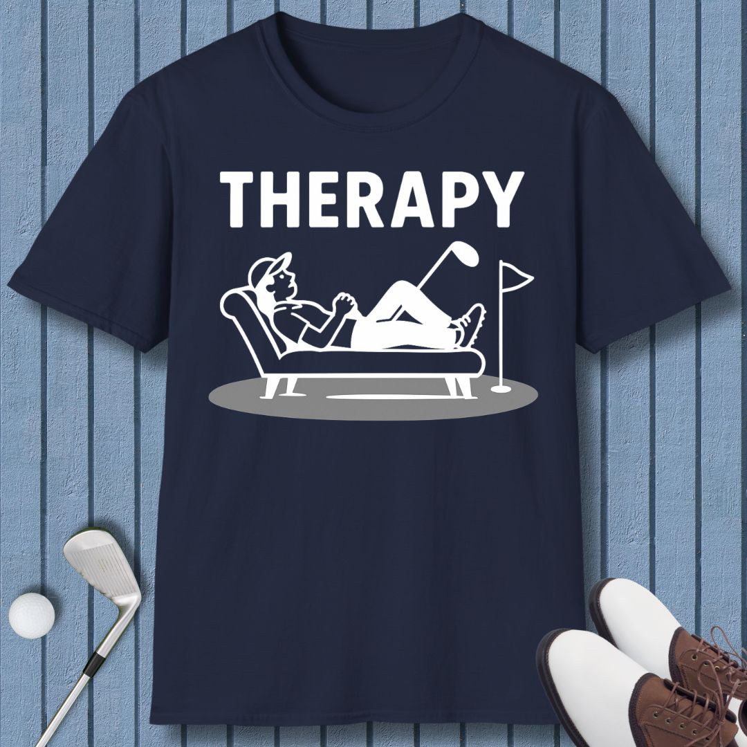 Therapy - T-Shirt in Navy, great for casual wear. Find more fun golf focused products at oneforetheages.com