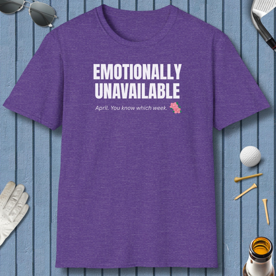 Emotionally Unavailable - Adult Golf T-Shirt in Heather Purple