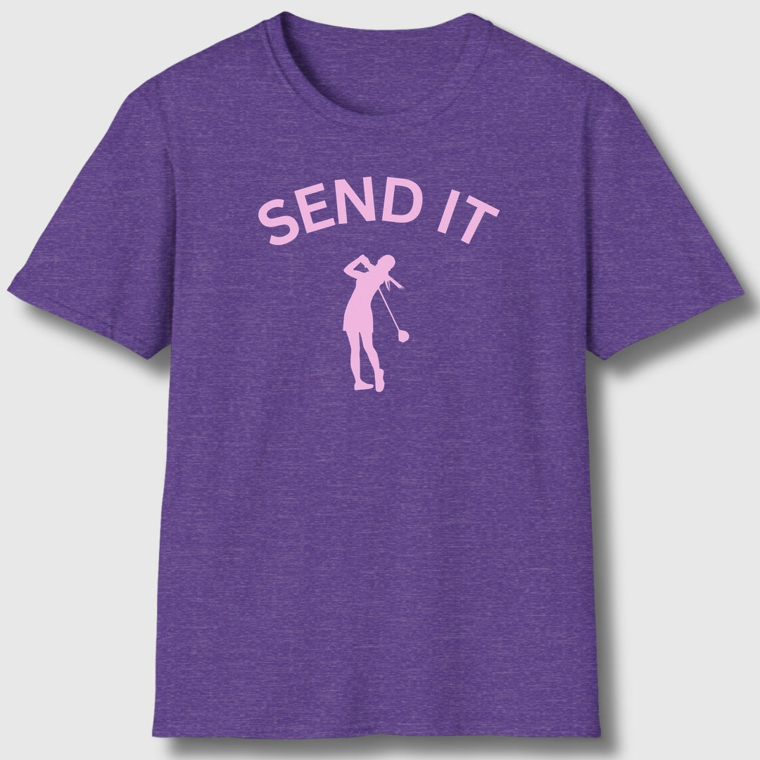 SEND IT (Female) - Adult Golf T-Shirt in Heather Purple