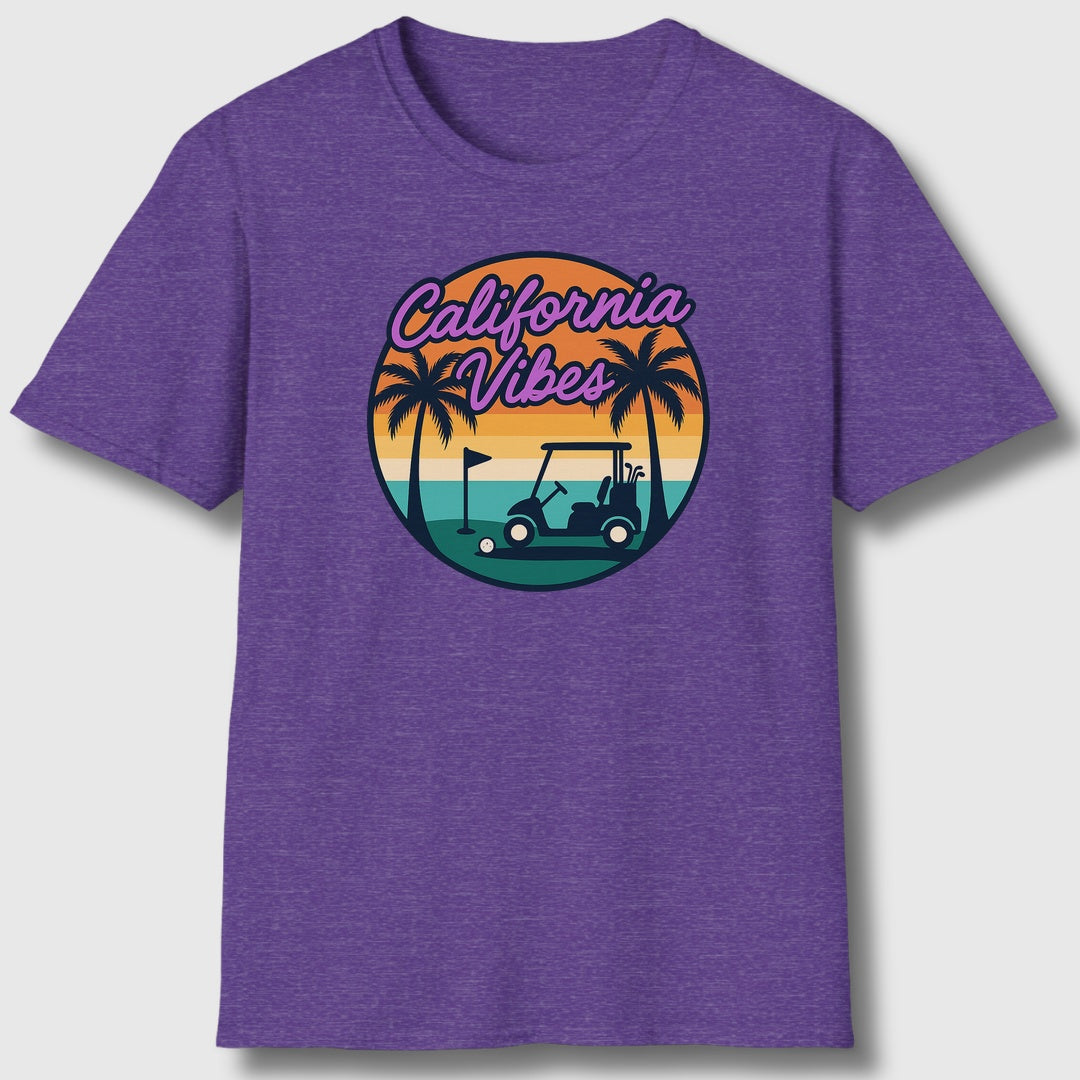 Golf Vibes - California Coast Edition - Adult Golf T-Shirt in Heather Purple