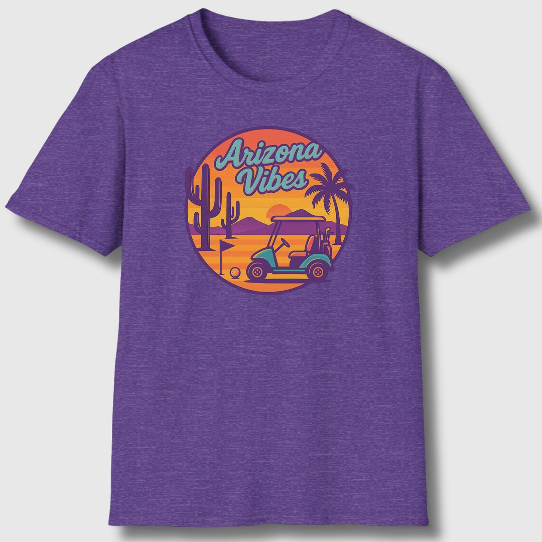 Golf Vibes - Arizona - Desert Edition Golf Destination - Adult Golf T-Shirt in Heather Purple