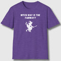 Witch Way is the Fairway - Adult Golf T-Shirt in Heather Purple