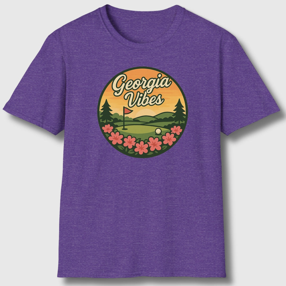 Golf Vibes - Georgia Azalea Edition - Adult Golf T-Shirt in Heather Purple