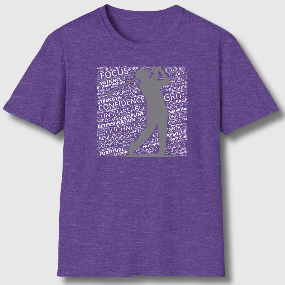Unleash Your Mental Game (Male) - Adult Golf T-Shirt in Heather Purple