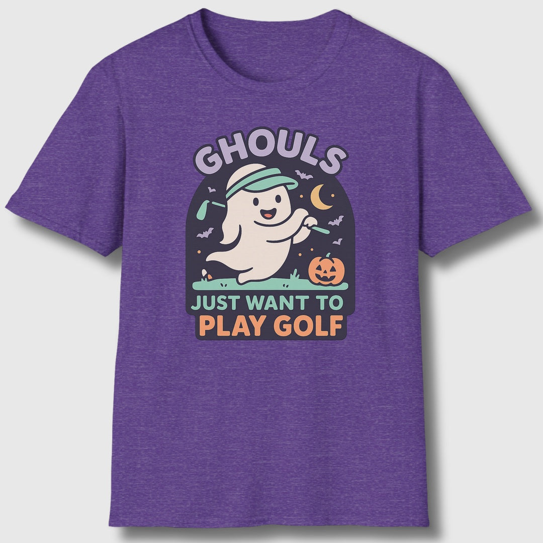 Ghouls Just Wanna Play Golf - Adult Golf T-Shirt in Heather Purple