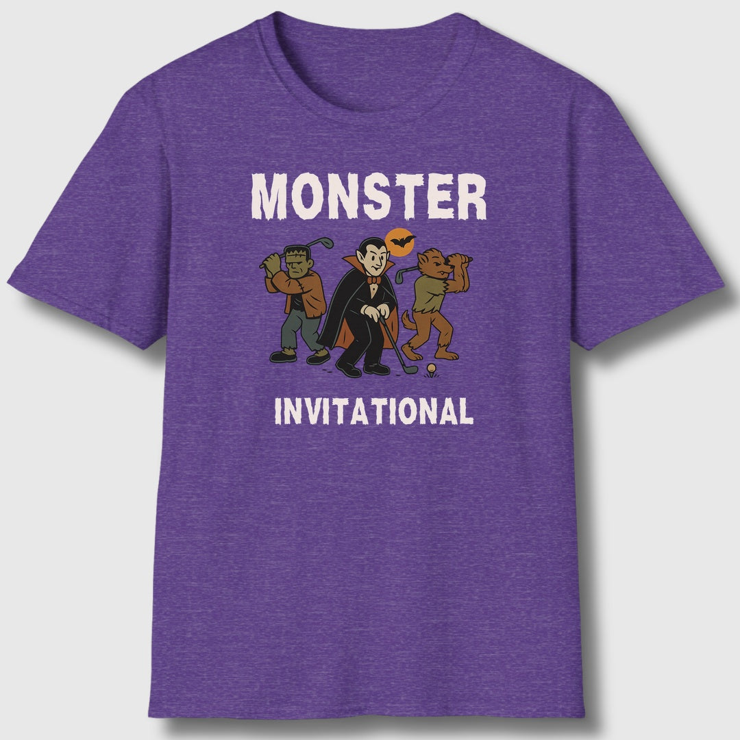 Monster Invitational - Adult Golf T-Shirt in Heather Purple