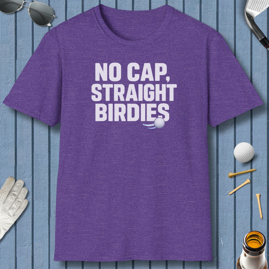 NO CAP, STRAIGHT BIRDIES - Adult Golf T-Shirt in Heather Purple