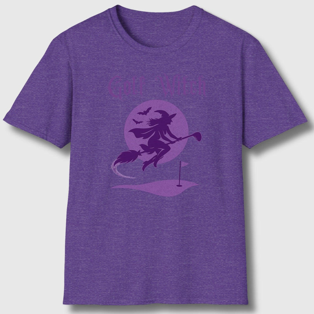 Golf Witch - Adult Golf T-Shirt in Heather Purple