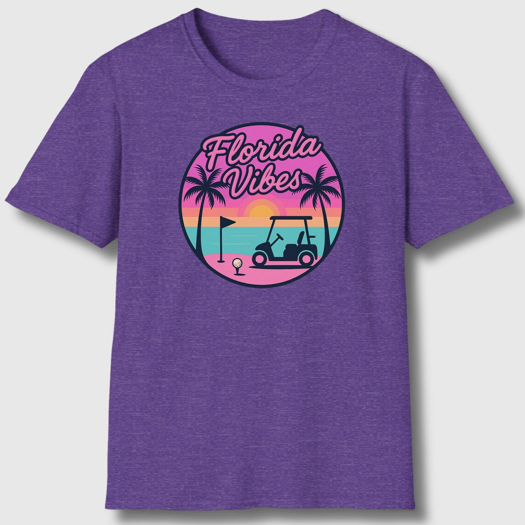 Golf Vibes - Florida Sunshine Edition - Adult Golf T-Shirt in Heather Purple