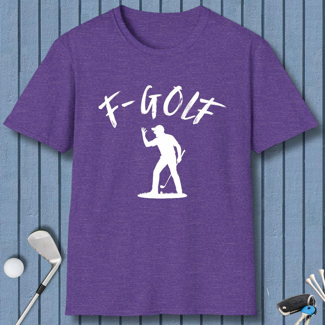 F-Golf - Male Golfer T-Shirt in Heather Purple, great for casual wear. Find more fun golf focused products at oneforetheages.com