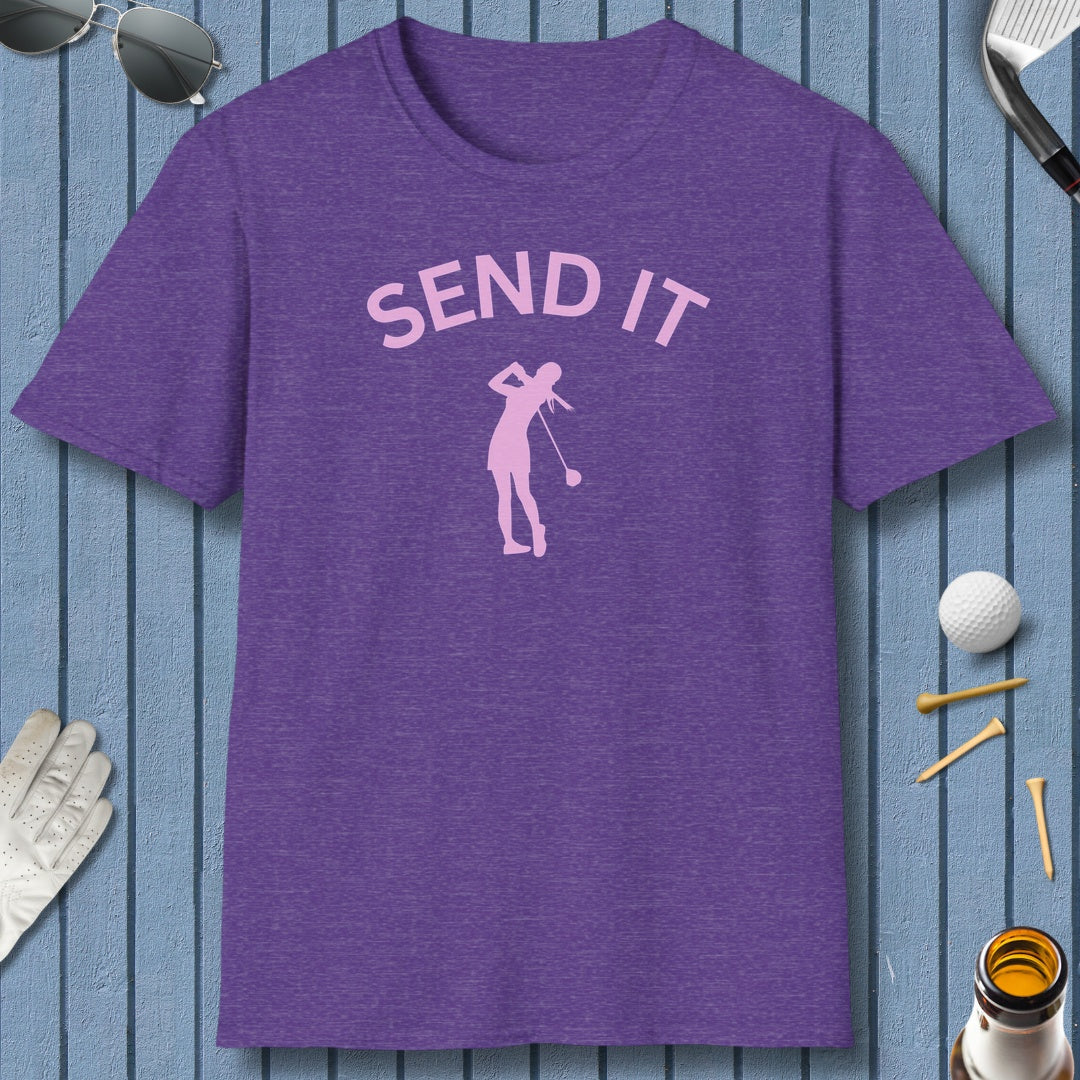 SEND IT (Female) - Adult Golf T-Shirt in Heather Purple