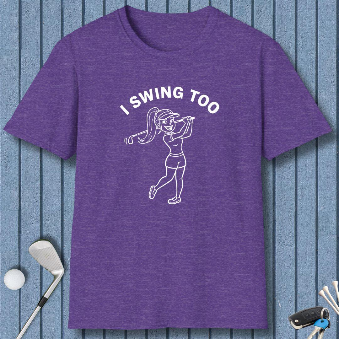 Retro “I SWING TOO” Women’s Golf T-Shirt – Funny Vintage Golf Design