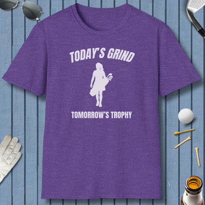 Today's Grind - Tomorrow's Trophy (female) - Adult Golf T-Shirt in Heather Purple