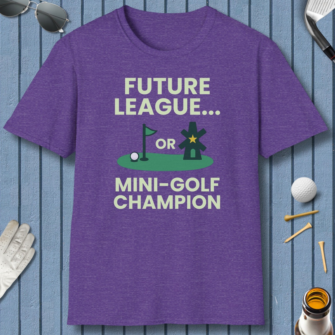 Future League or Mini-Golf Champion - Adult Golf T-Shirt in Heather Purple