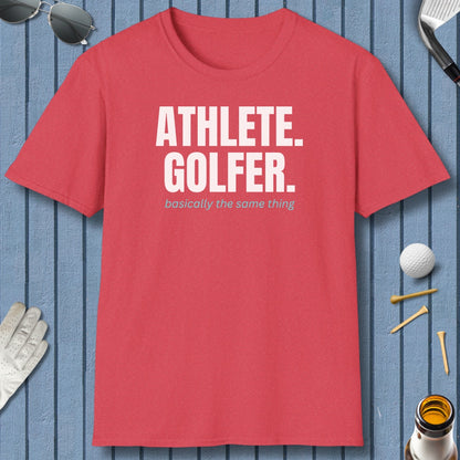 Athlete. Golfer. Basically the Same Thing - Adult Golf T-Shirt in Heather Red