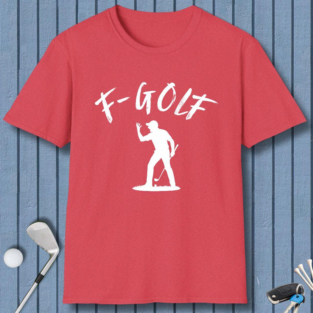 F-Golf - Male Golfer T-Shirt in Heather Red, great for casual wear. Find more fun golf focused products at oneforetheages.com