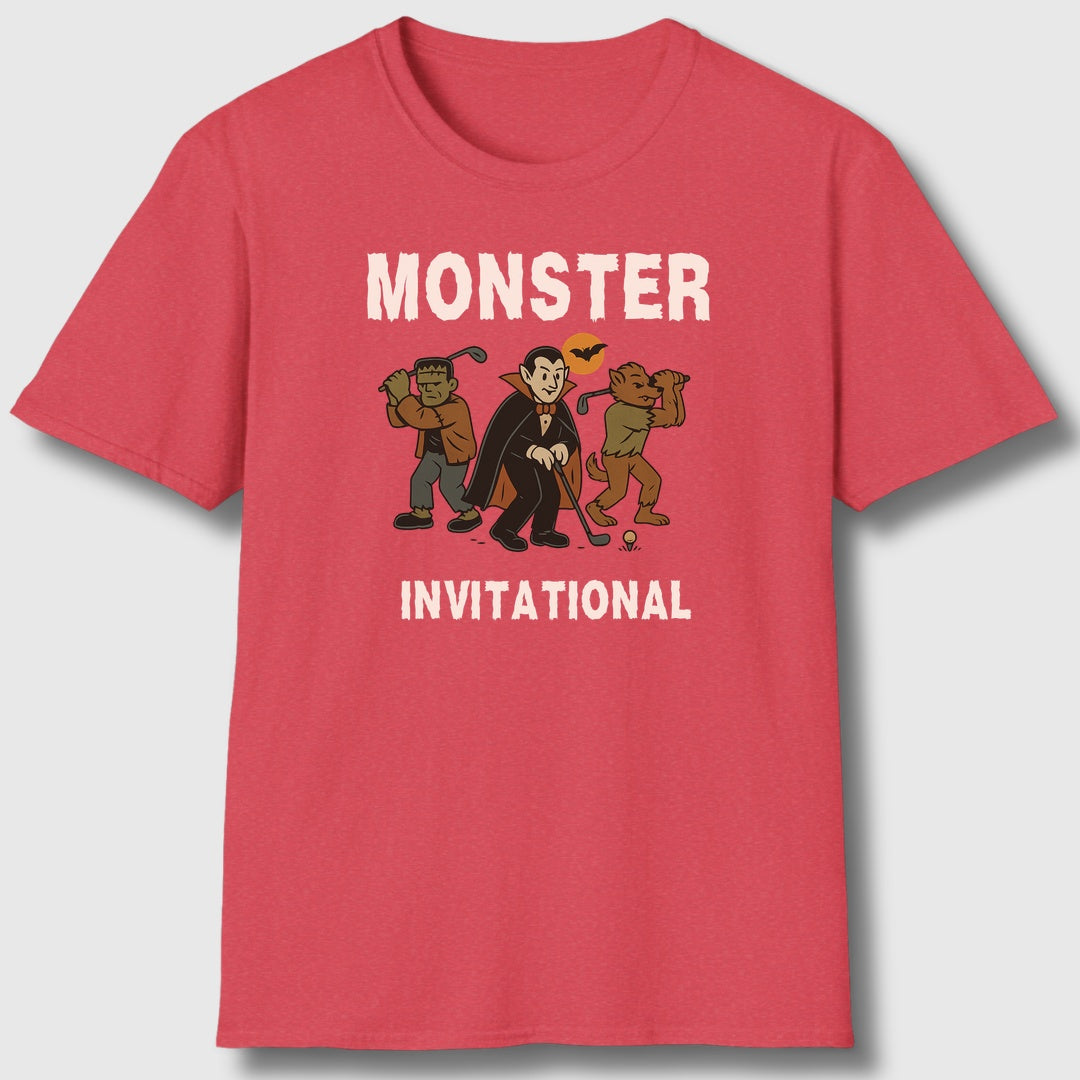 Monster Invitational - Adult Golf T-Shirt in Heather Red