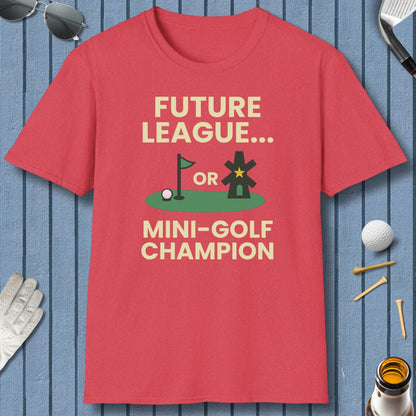 Future League or Mini-Golf Champion - Adult Golf T-Shirt in Heather Red
