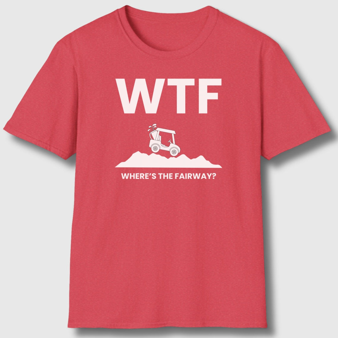 WTF - Where's the Fairway - Adult Golf T-Shirt in Heather Red