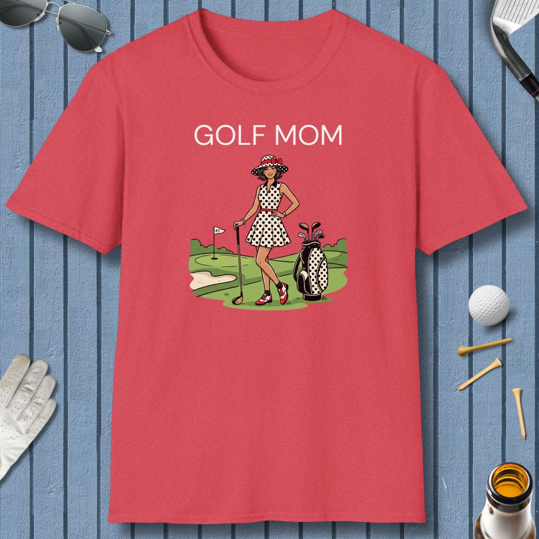 FASHIONABLE GOLF MOM, Polka Dot Dress Tee - Adult Golf T-Shirt in Heather Red