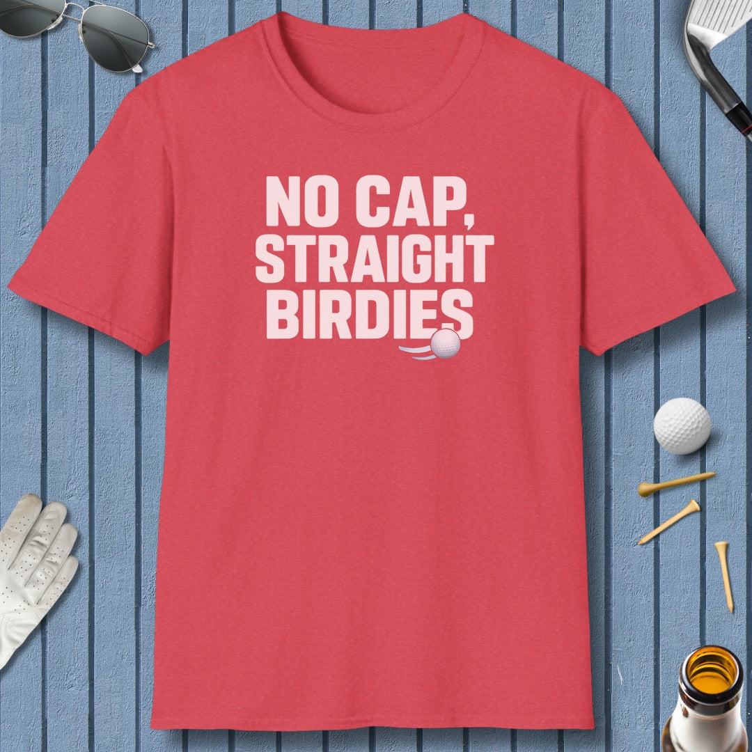 NO CAP, STRAIGHT BIRDIES - Adult Golf T-Shirt in Heather Red