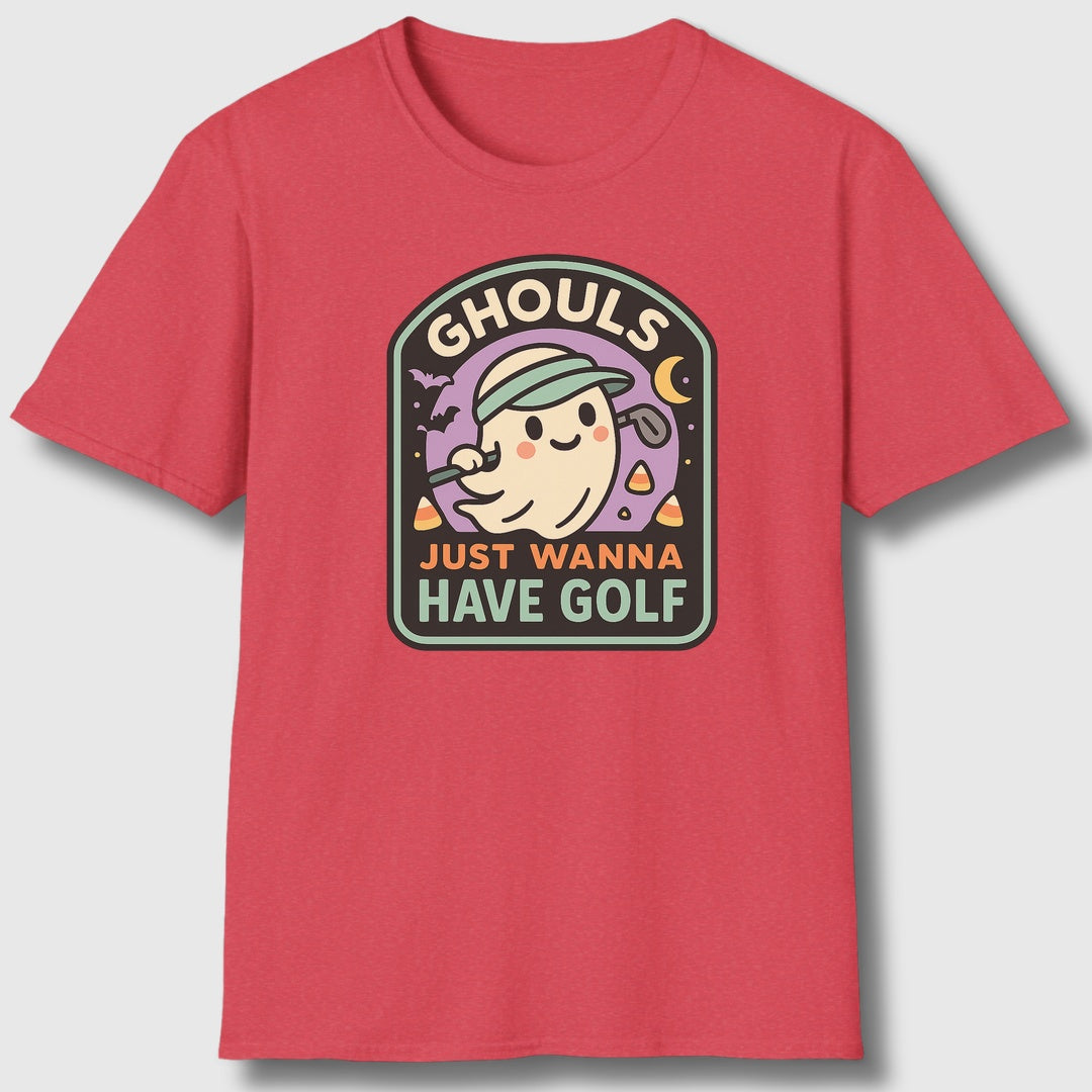 Ghouls Just Wanna Have Golf - Adult Golf T-Shirt in Heather Red