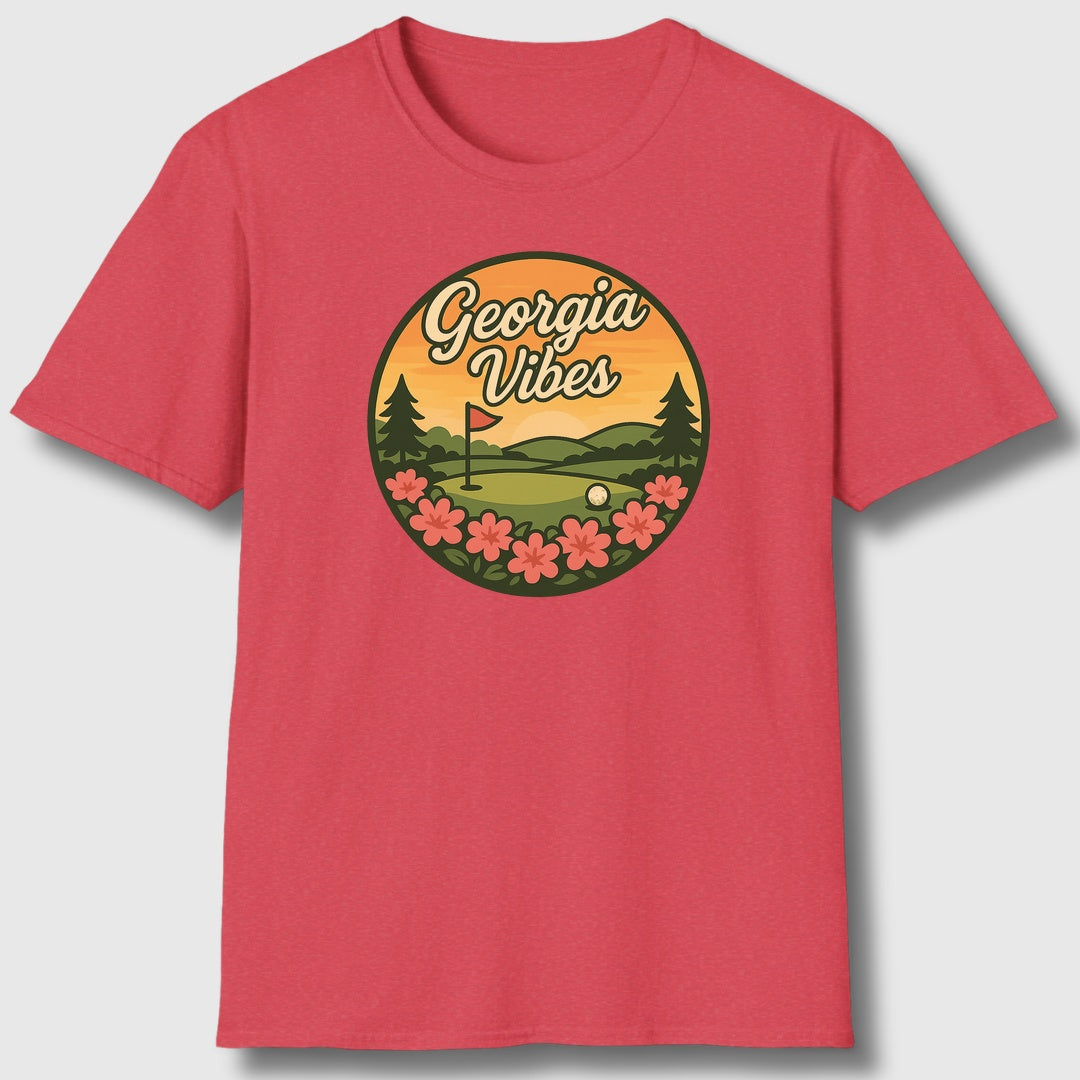 Golf Vibes - Georgia Azalea Edition - Adult Golf T-Shirt in Heather Red