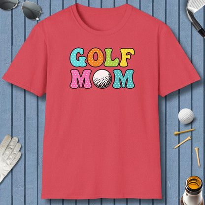BUBBLY GOLF MOM, Polka Dot Pop - Adult Golf T-Shirt in Heather Red