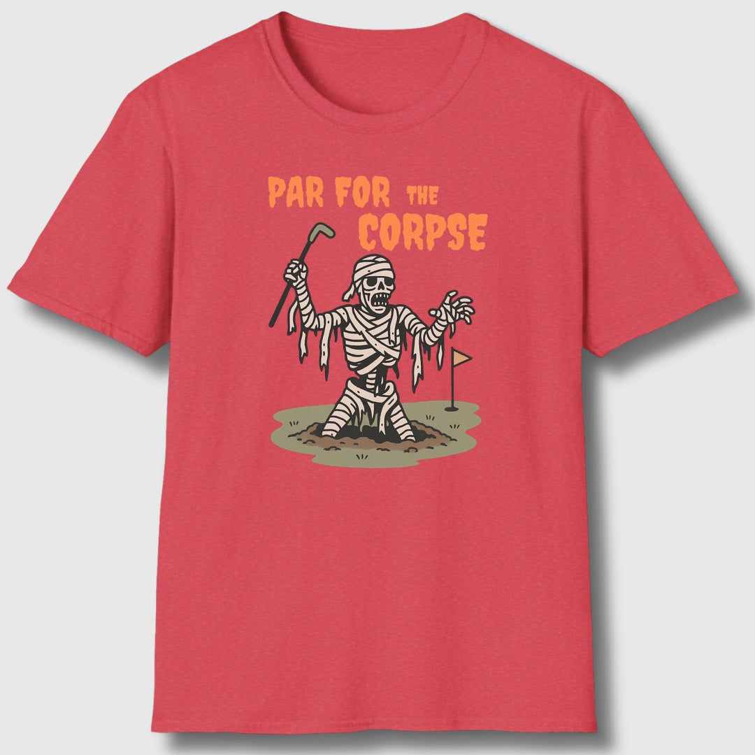 Par for the Corpse - Adult Golf T-Shirt in Heather Red