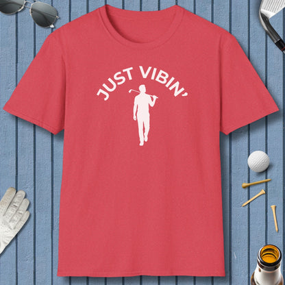 Just Vibin' - Adult Golf T-Shirt in Heather Red