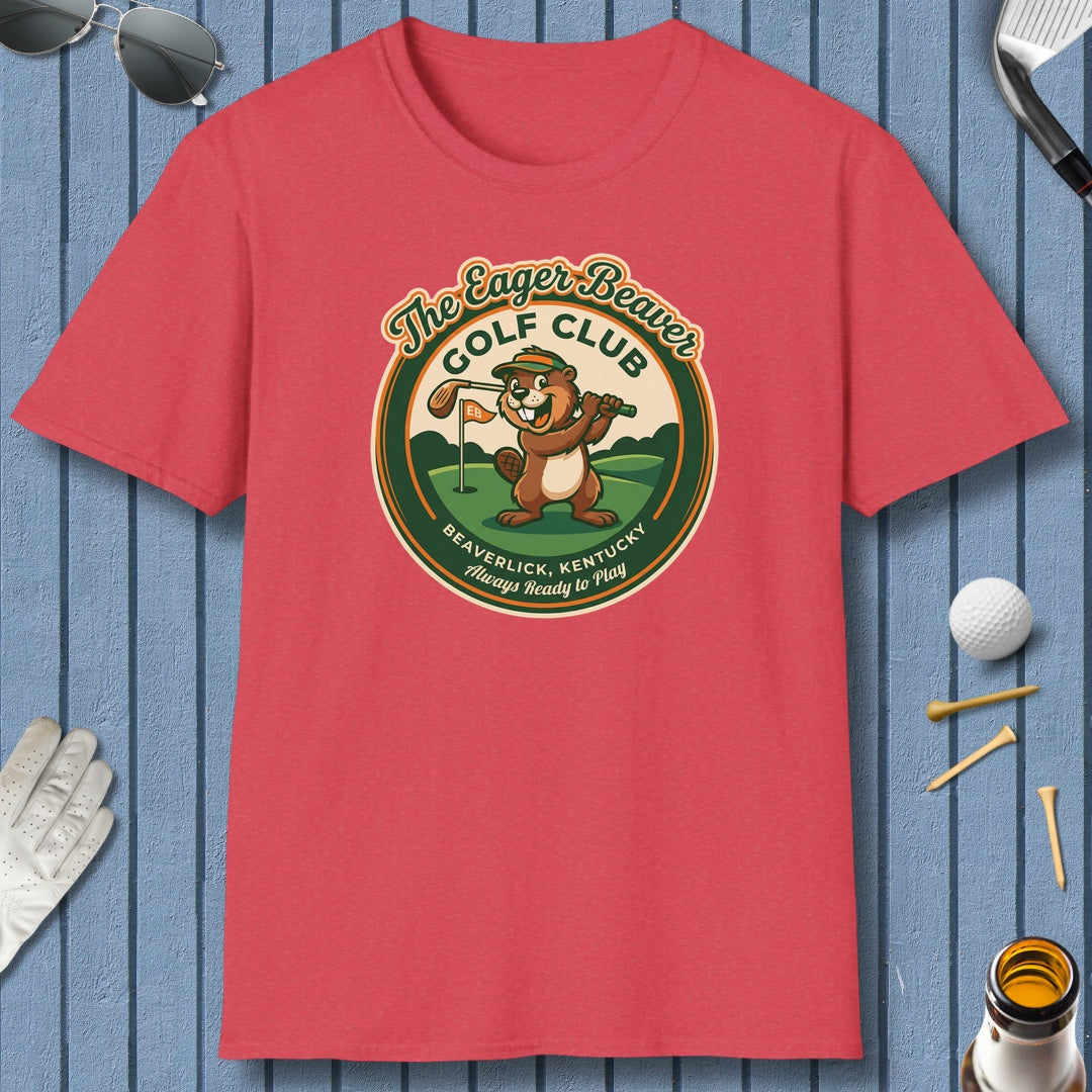 THE EAGER BEAVER GOLF CLUB - Adult Golf T-Shirt in Heather Red