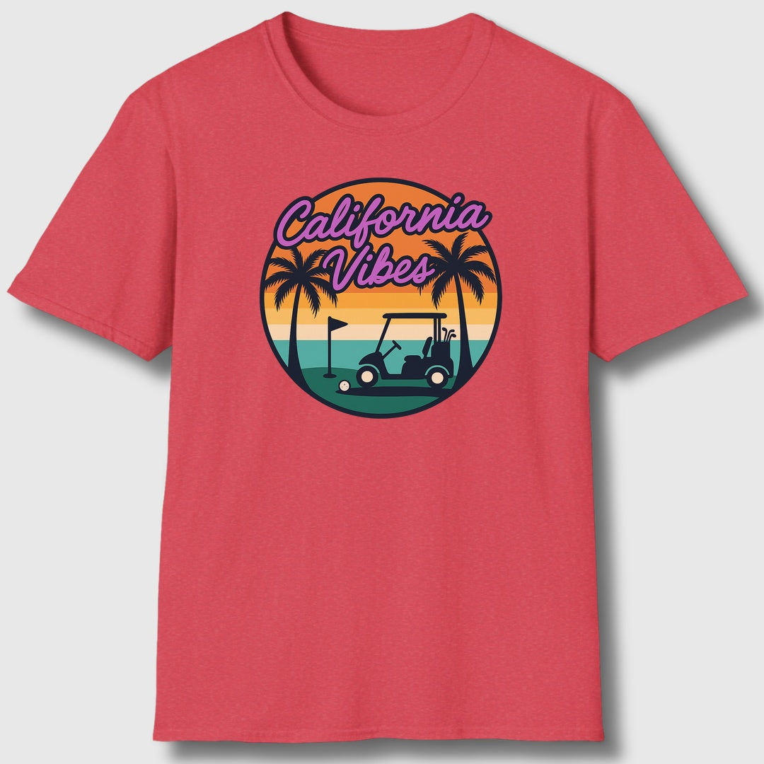 Golf Vibes - California Coast Edition - Adult Golf T-Shirt in Heather Red