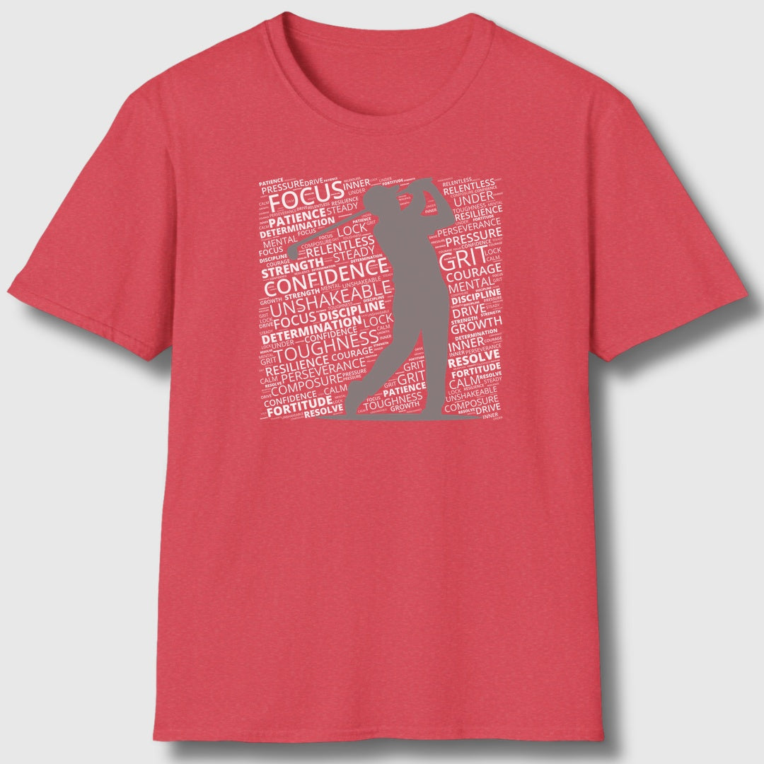 Unleash Your Mental Game (Male) - Adult Golf T-Shirt in Heather Red
