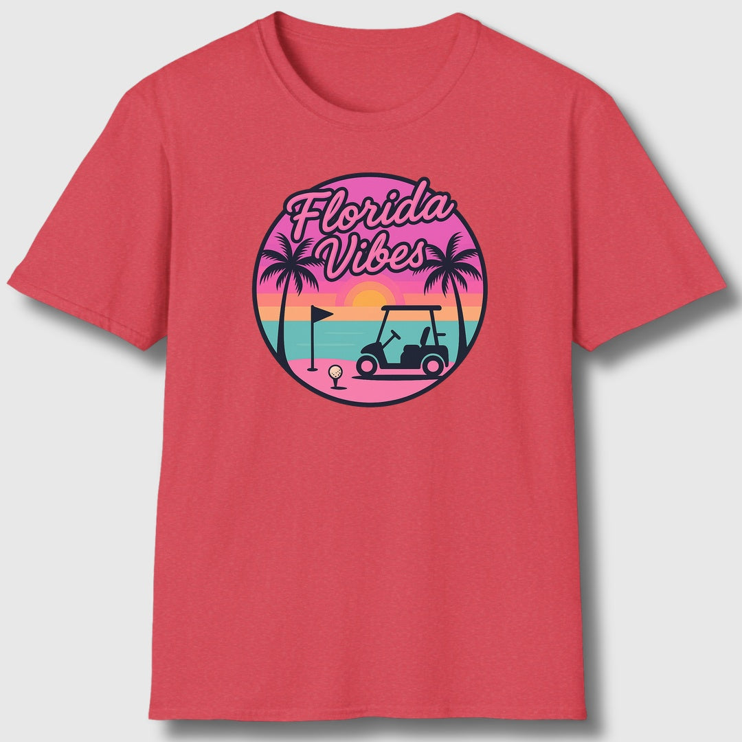 Golf Vibes - Florida Sunshine Edition - Adult Golf T-Shirt in Heather Red
