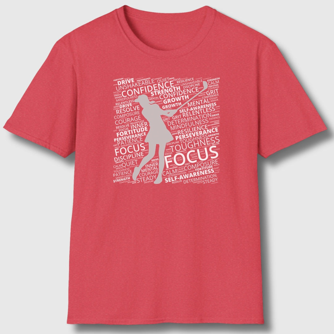 Unleash Your Mental Game (Female) - Adult Golf T-Shirt in Heather Red