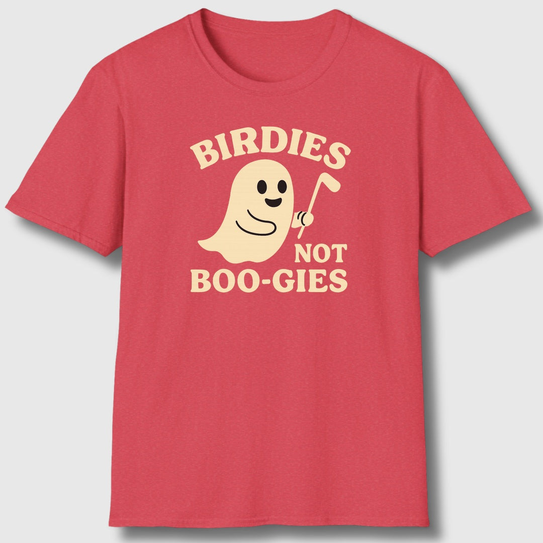 Birdies not BOO-GIES - Adult Golf T-Shirt in Heather Red