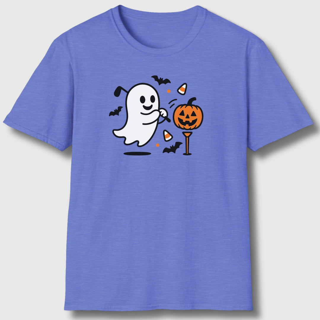 Ghost Tee Off - Adult Golf T-Shirt in Heather Royal