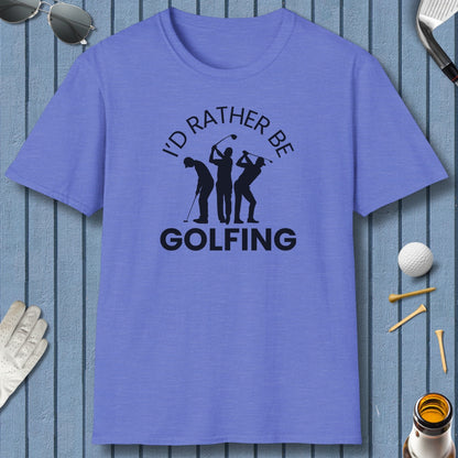 I'd Rather Be Golfing - Adult Golf T-Shirt in Heather Royal