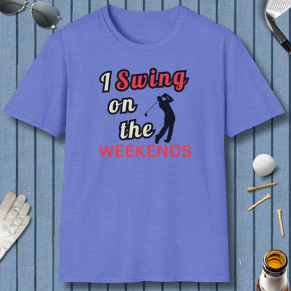 I Swing on the Weekends - Adult Golf T-Shirt in Heather Royal