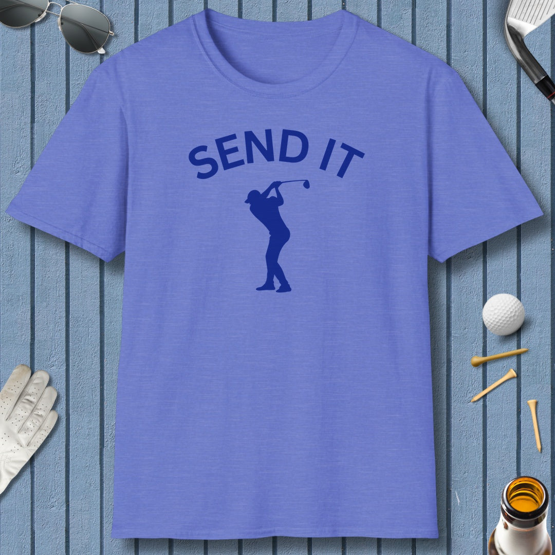 SEND IT (Male) - Adult Golf T-Shirt in Heather Royal