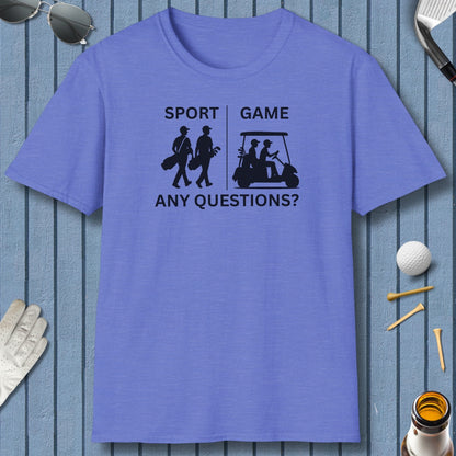 SPORT vs. GAME (Male) - Adult Golf T-Shirt in Heather Royal