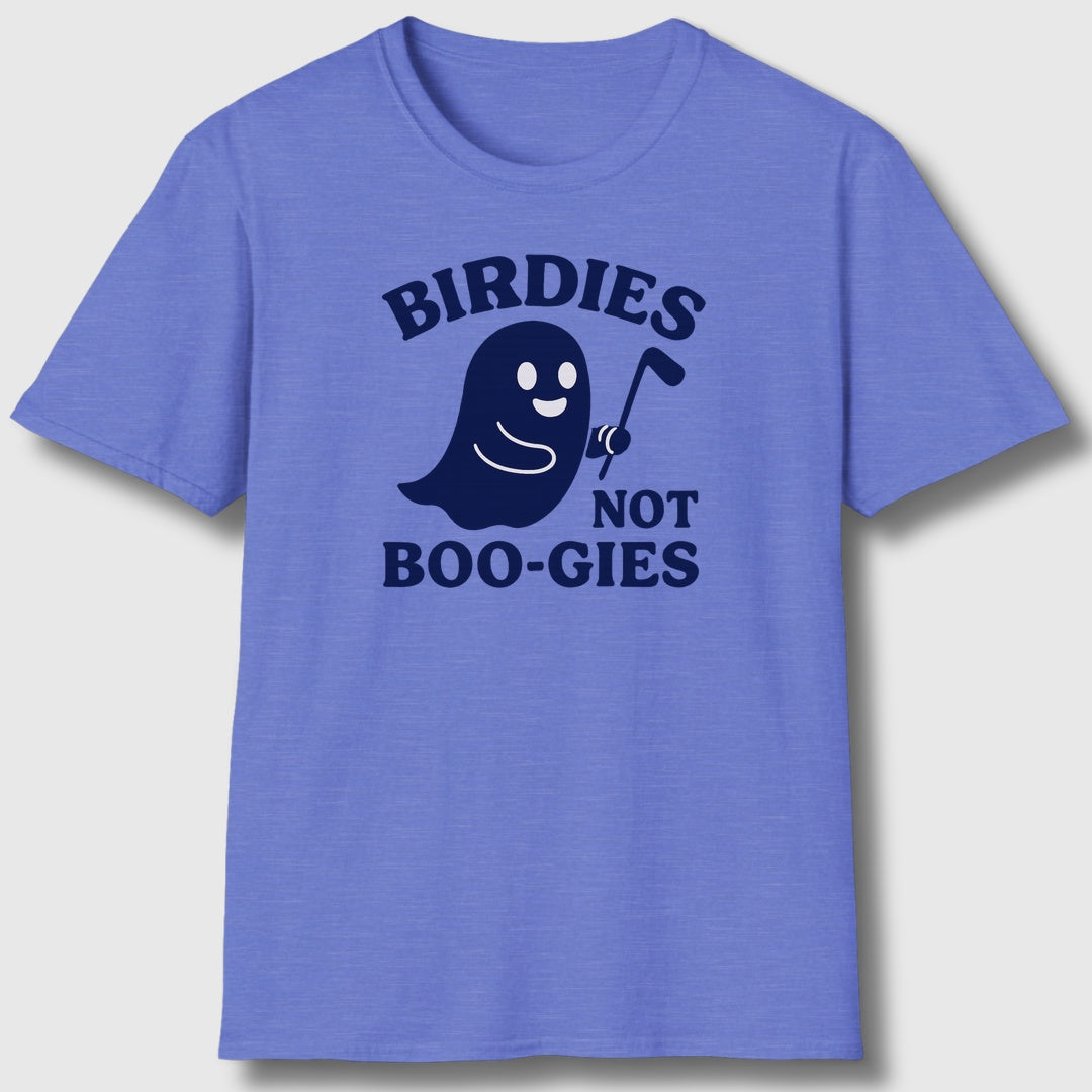 Birdies not BOO-GIES - Adult Golf T-Shirt in Heather Royal