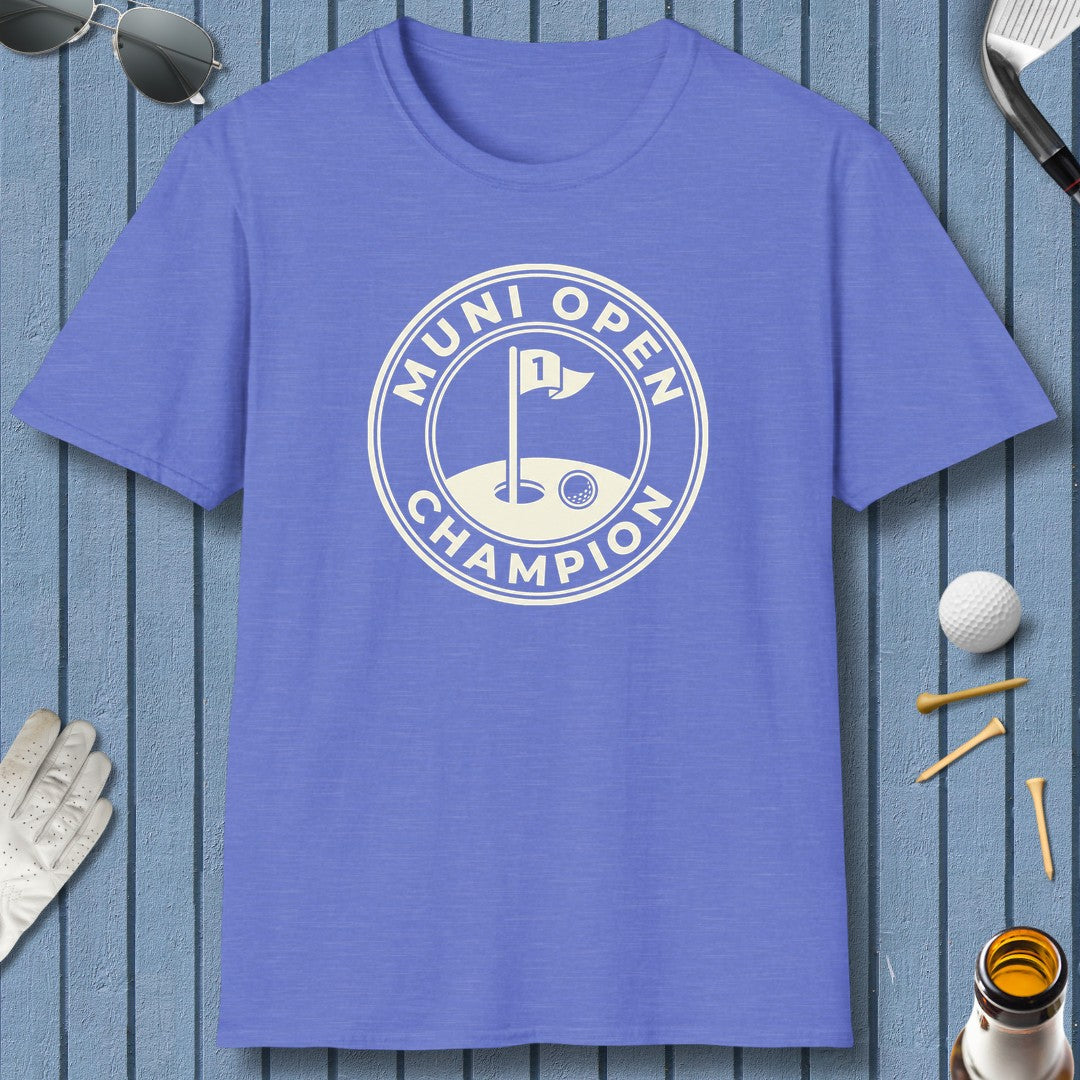 MUNI OPEN CHAMPION - MUNICIPAL GOLF COURSE T-SHIRT in Heather Royal