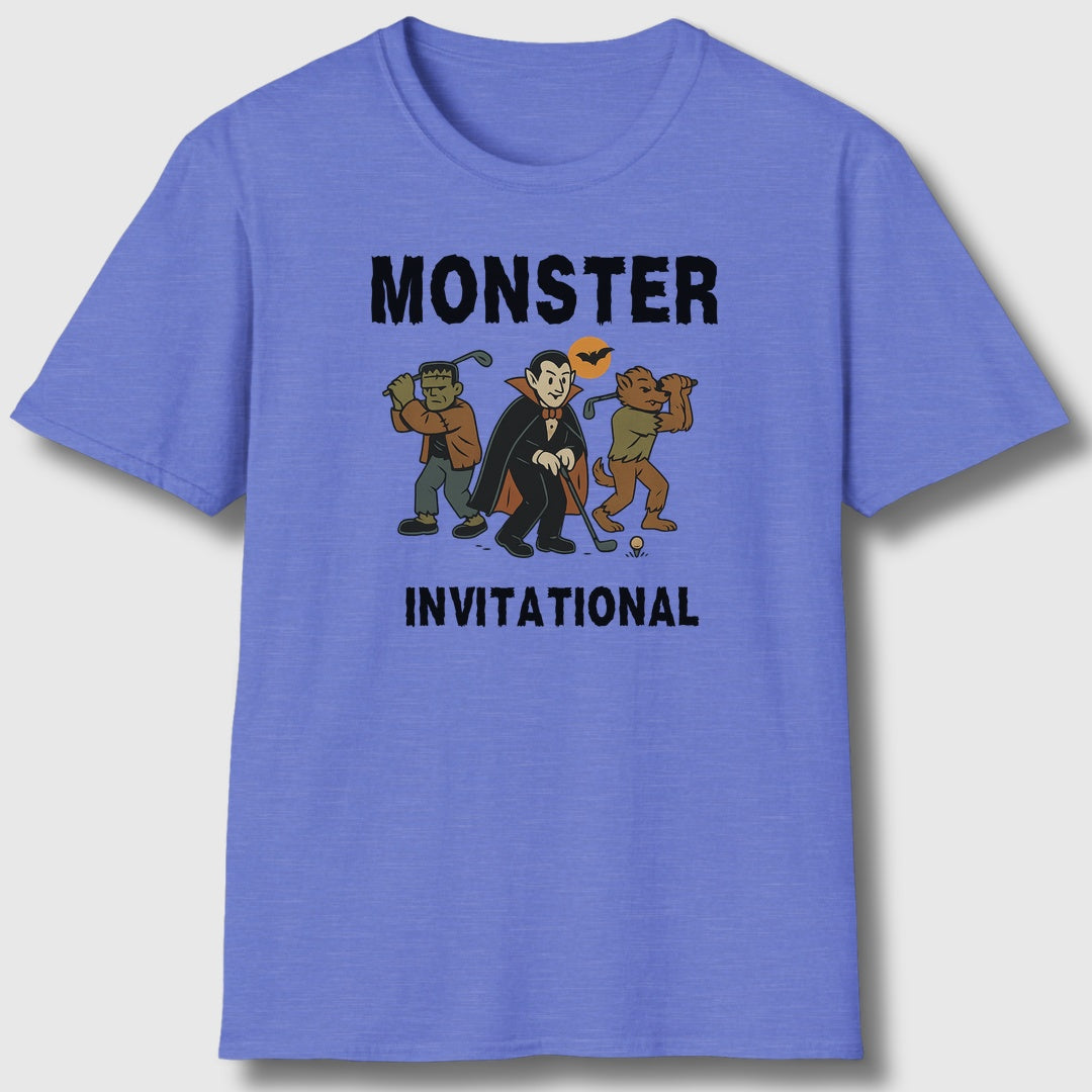 Monster Invitational - Adult Golf T-Shirt in Heather Royal